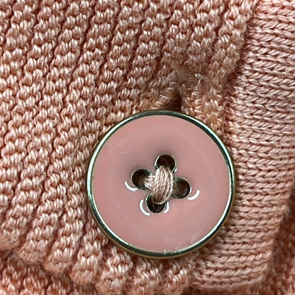 TALBOTS Coral/Peach Cotton Open Front Long Line 3 Button Cuff Knit Cardigan  MP - Picture 11 of 15